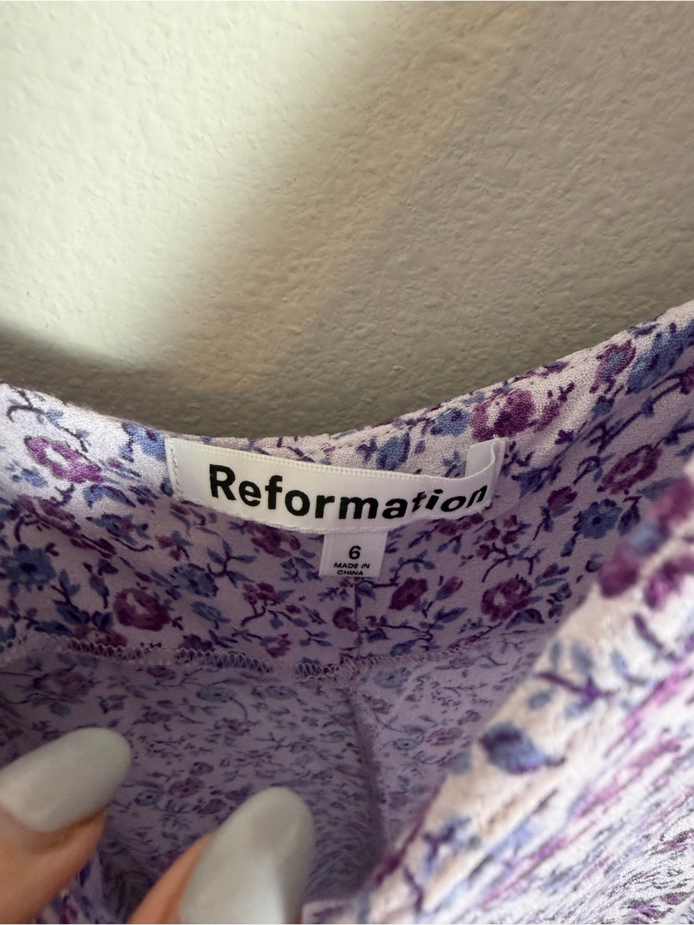 Reformation Crimini Midi Dress Purple Ditsy Floral Print and Side Slit Size 6 - Picture 3 of 10